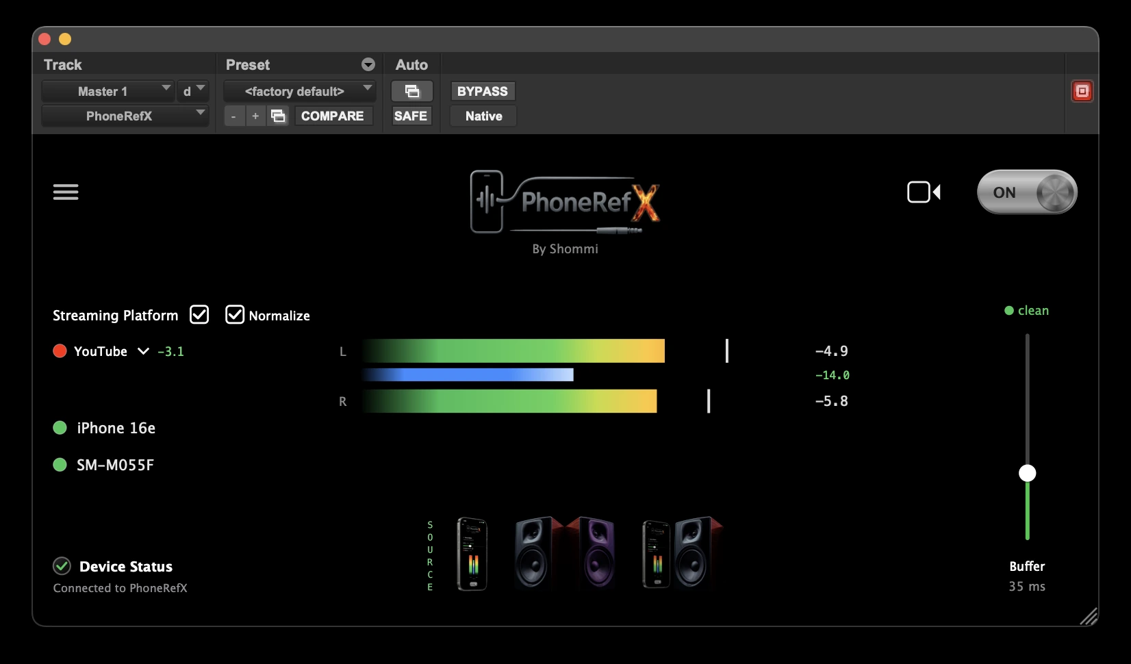 PhoneRefX plugin in a DAW